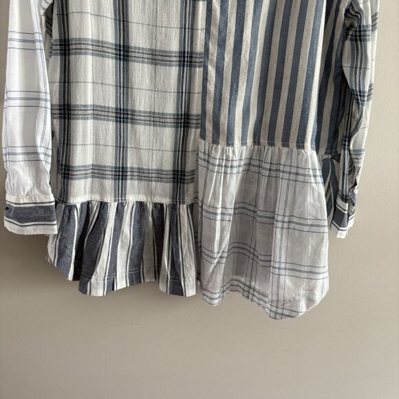 Pilcro Anthropologie XXS/XS Patchwork Oversized Button Down Flounce Shirt NWT - Picture 16 of 16